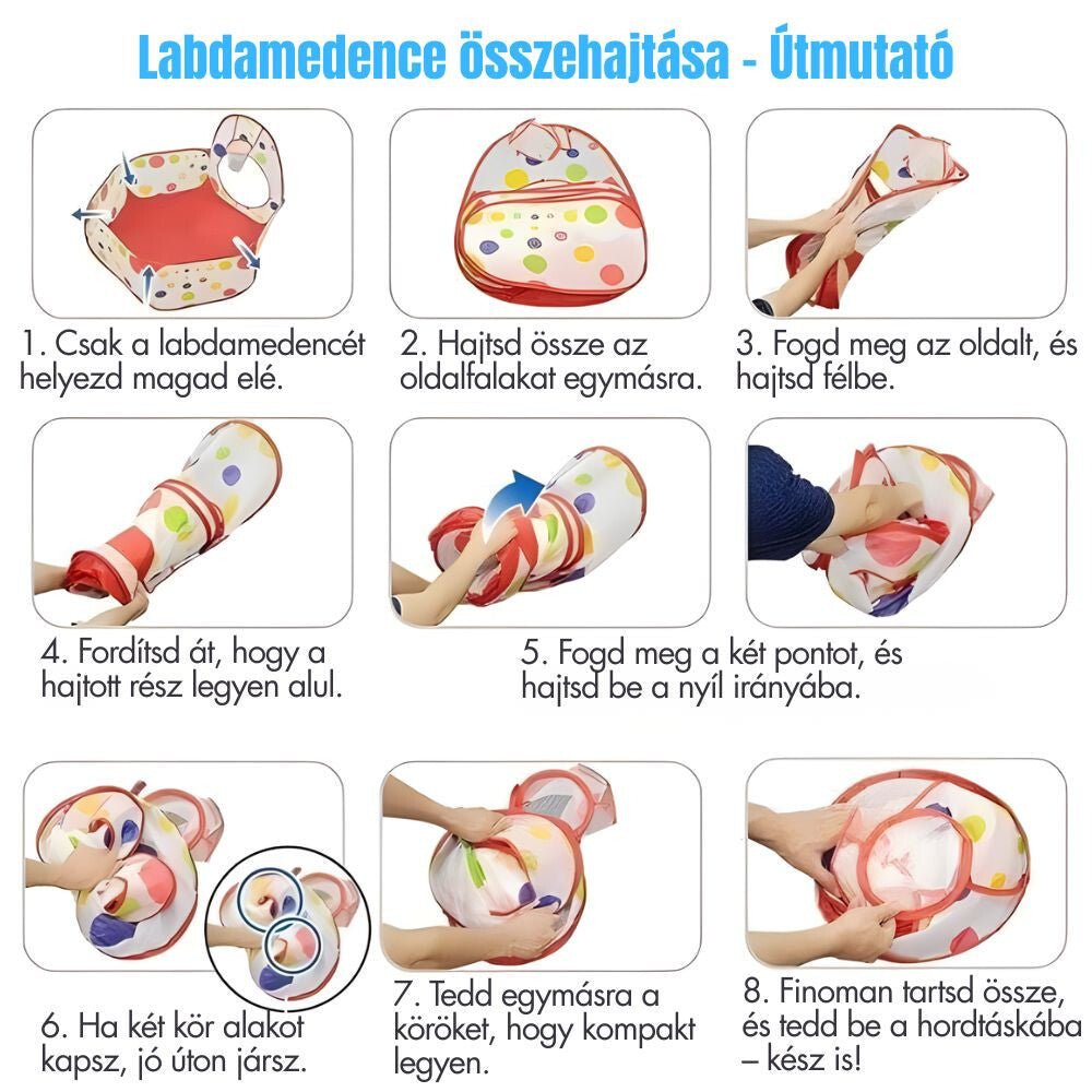 3 az 1 - ben Gyerek Játszósátor – Pöttyös és Napocska Mintával, Labdamedencével és Mászóalagúttal - BShopyajándék gyerekeknekbeltéri játszósátorgyerek játszósátorG5572 - SKUF92695_3