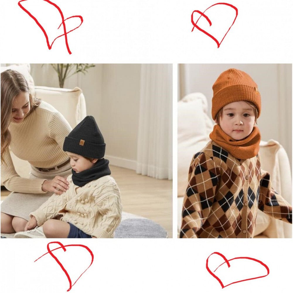 AHAHA Kisgyermek Sapka és Körsál Szett - S Méret, Fekete Színű - BShopydivatos gyerek sapkadivatos gyerek sálgyerek kiegészítőX001G15E3D_4