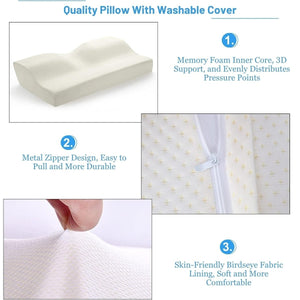 Blux pohodlný vankúš z pamäťovej peny s prateľným poťahom – 50×30×10/7 cm - biely-BShopy