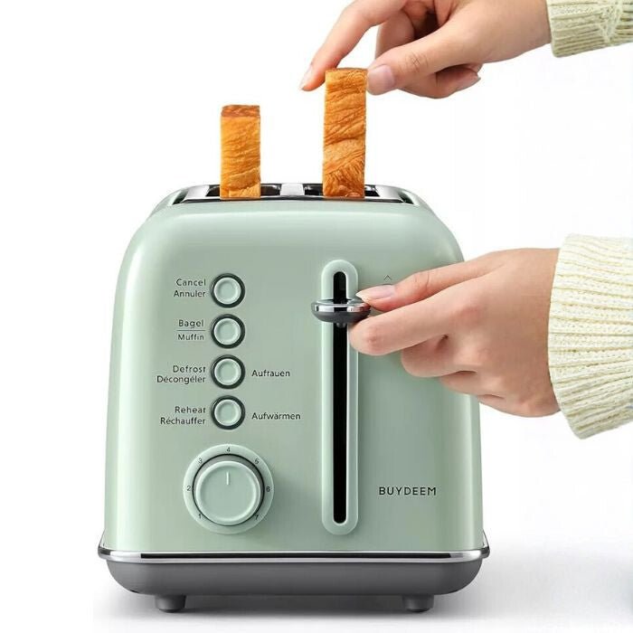 Buydeem DT620E Zöld Kenyérpirító - 2 Szeletes, Retro Dizájnú Pirítógép Állítható Fokozattal - BShopy6950386610321_2