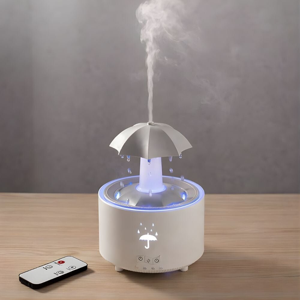 Forgó Esernyő Aromadiffúzor Esőcsepp Hatással – 7 Színű LED Hangulatvilágítással, Időzítővel és Automatikus Kikapcsolással - BShopyX0024I4ZMN_0