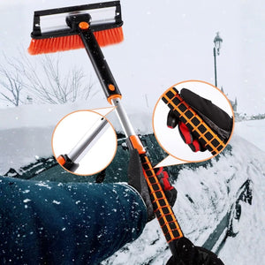 Hókefe jégkaparóval, teleszkópos 79–100 cm – 3 az 1-ben, forgatható fej, lehúzó, autóhoz-BShopy