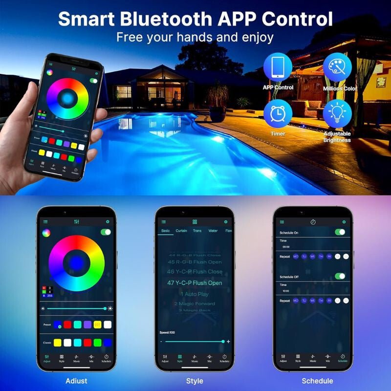 Intelligens Kék LED Medence Lámpa – Vízálló, Energiatakarékos - BShopy