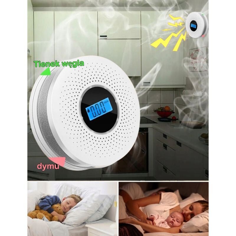 JKD 512COM LCD Kijelzős Szén - Monoxid és Füstérzékelő, Hang És Fényriasztással - 1db - BShopy