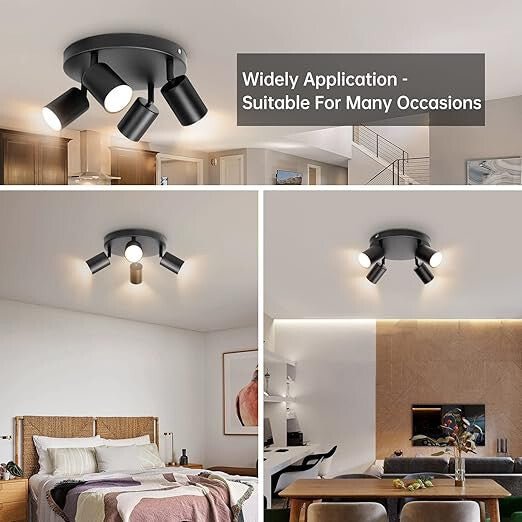 Ketom Forgatható, Állítható 4 Irányú GU10 LED Mennyezeti Sportlámpa (Fekete) - BShopy