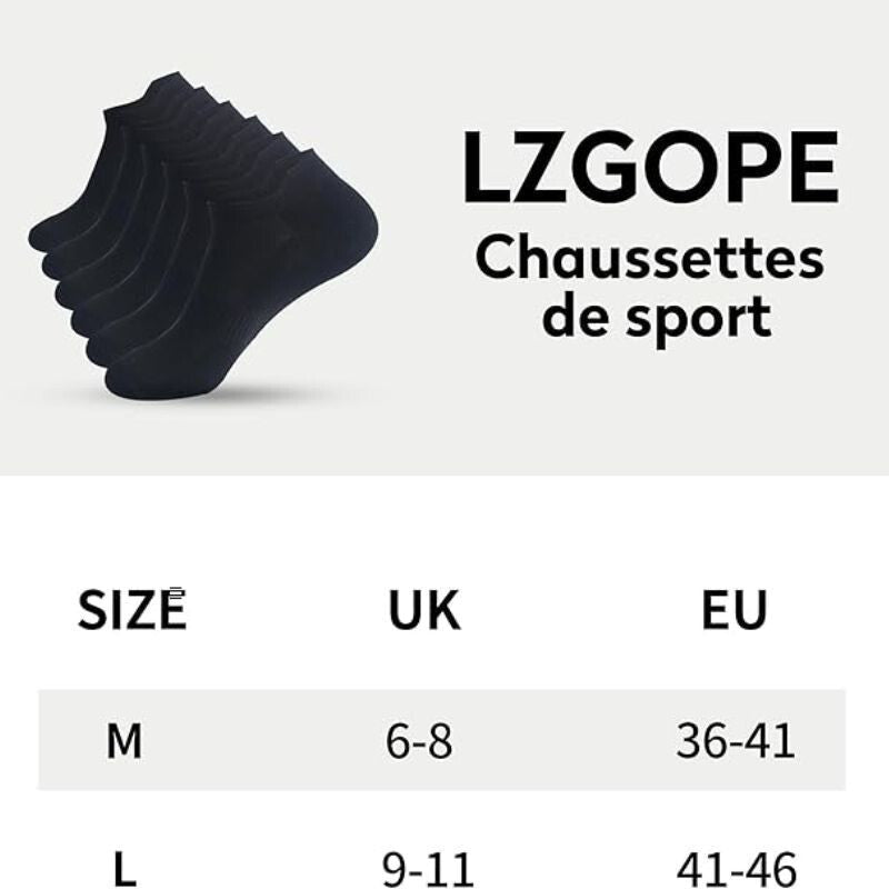 LZGOPE 6 Pár Sportzokni Férfiaknak és Nőknek, 36 - 41 (M) Méret - Fekete - BShopyB0CQ4F48ZG_2