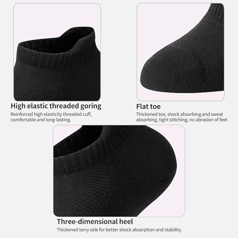 LZGOPE 6 Pár Sportzokni Férfiaknak és Nőknek, 36 - 41 (M) Méret - Fekete - BShopyB0CQ4F48ZG_4