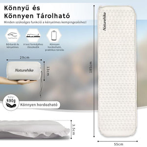 Naturehike ľahko nafukovacia karimatka – hrúbka 3,5 cm, ultraľahká (490 g), obdĺžnikový tvar, svetlosivá - BShopy