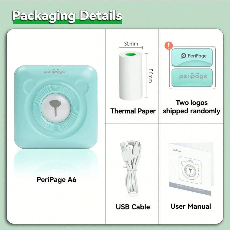 PeriPage Mini Hordozható A6 Fotónyomtató (Türkizkék) - BShopyX001GJK41H_9