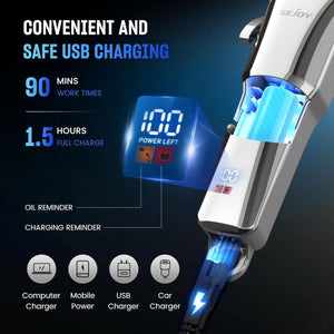 Professzionális Hajvágó és Szakállvágó LCD Kijelzővel - USB Tölthető - BShopy