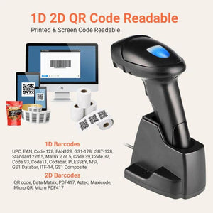 Tera D6100 Vezeték Nélküli 2D Vonalkódolvasó Töltőállvánnyal – Fekete, Gyors és Precíz QR és 1D/2D Kódolvasás - BShopy