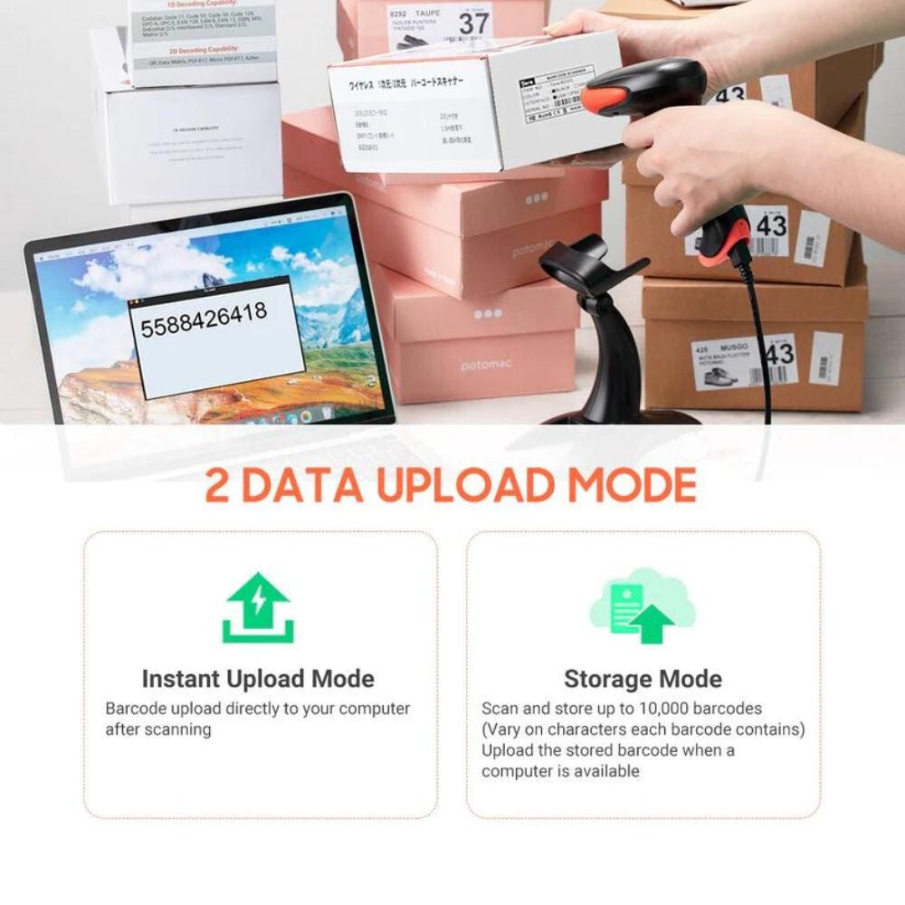 Tera HW0002 - Z Vezeték Nélküli 1D/2D/QR Kód Olvasó Állvánnyal (Fekete) - BShopyB08VJ1GJ37_6