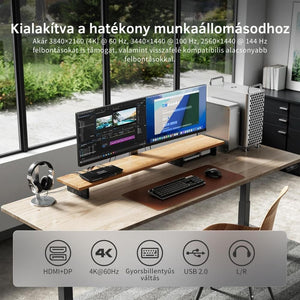 TESmart Dual Monitor KVM Switch – 4×2 (2 PC / 2 Monitor), HDMI + DisplayPort, 4K@60Hz, EDID, USB 2.0 (Fekete) - BShopy2 PC 2 monitor4K@60Hz