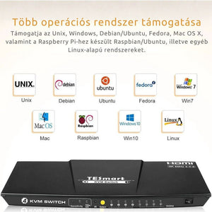 TESmart HDMI KVM Switch 4x1 – 4K@60Hz, HDR10, Dolby Vision, USB 2.0, Audio kimenet - BShopy