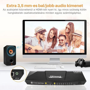 TESmart HDMI KVM Switch 4x1 – 4K@60Hz, HDR10, Dolby Vision, USB 2.0, Audio kimenet - BShopy