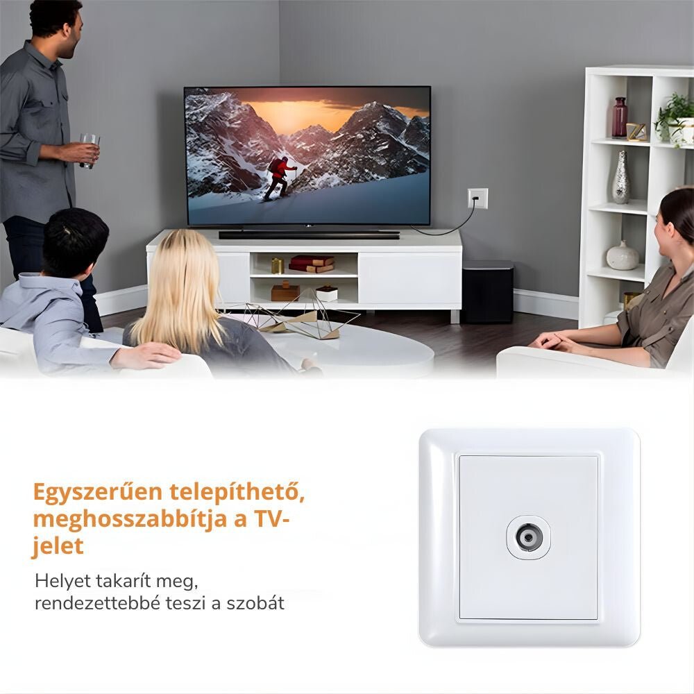 TESmart Koaxiális TV / SAT Kábel – Anya–Apa, 90° - os Csatlakozóval (Apa), RG59, Aranyozott, 75 Ohm, 2 m + Apa–Apa Koaxiális Toldó - BShopy2m75 Ohm90 fokos koax kábelX001A74SLR_1