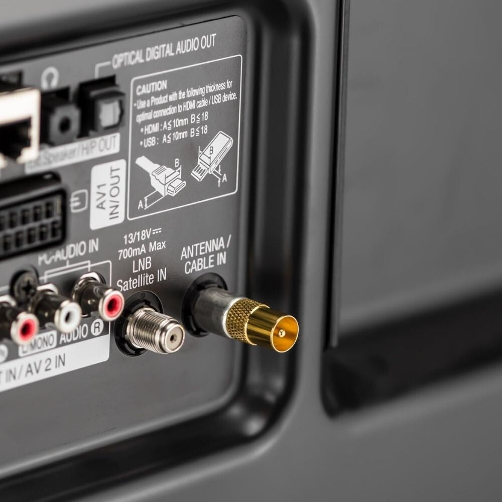 TESmart Koaxiális TV / SAT Kábel – Anya–Apa, 90° - os Csatlakozóval (Apa), RG59, Aranyozott, 75 Ohm, 7.5 m + Apa–Apa Koaxiális Toldó - BShopy7.5m75 Ohm90 fokos koax kábelX001A78MN7_7