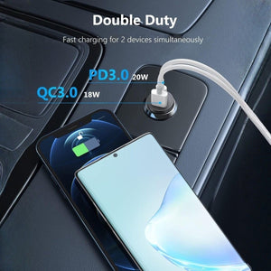 USB-C adaptér nabíjačky do auta - 43W, 2-portová rýchlonabíjačka pre telefón a tablet - BShopy