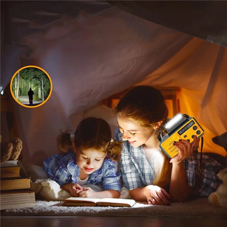 Vészhelyzeti Időjárási Rádió Zseblámpával - Sárga, FM/AM, SOS Jelzés - BShopyFM AM rádiókemping rádióLED vészlámpaX001KSXEKR_1