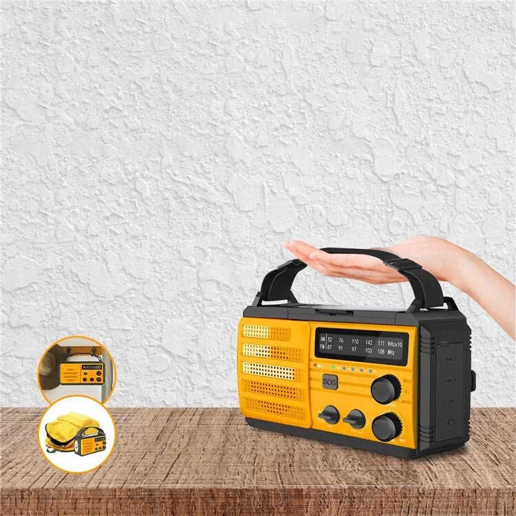 Vészhelyzeti Időjárási Rádió Zseblámpával - Sárga, FM/AM, SOS Jelzés - BShopyFM AM rádiókemping rádióLED vészlámpaX001KSXEKR_3