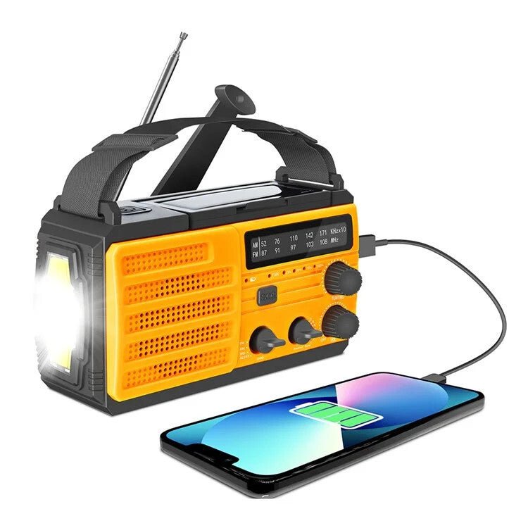 Vészhelyzeti Időjárási Rádió Zseblámpával - Sárga, FM/AM, SOS Jelzés - BShopyFM AM rádiókemping rádióLED vészlámpaX001KSXEKR_6