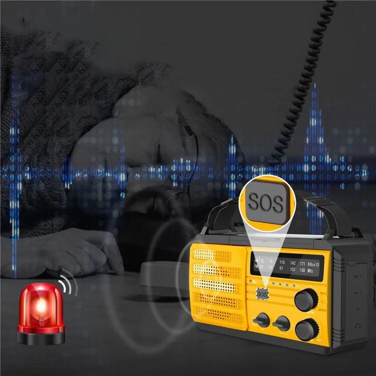 Vészhelyzeti Időjárási Rádió Zseblámpával - Sárga, FM/AM, SOS Jelzés - BShopyFM AM rádiókemping rádióLED vészlámpaX001KSXEKR_2