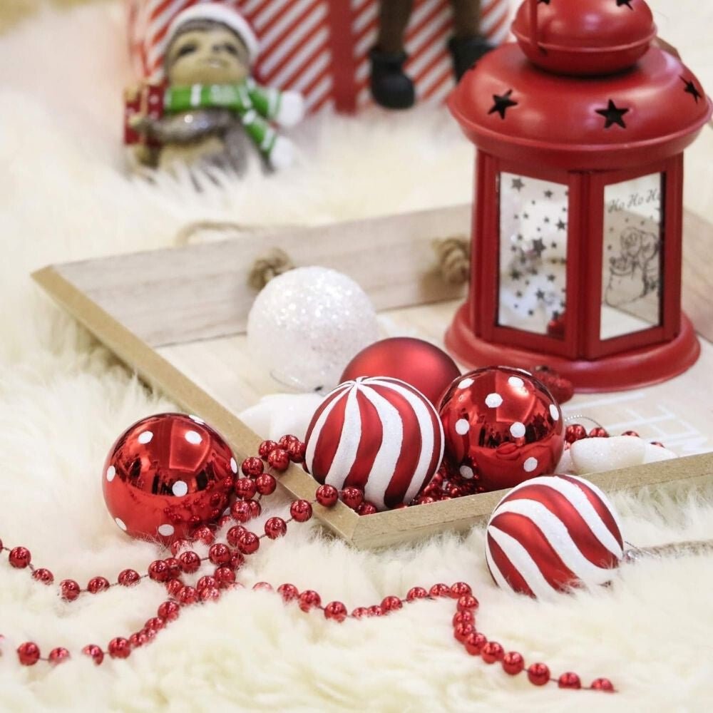 Victor's Workshop 35 db Karácsonyfadísz - Piros - Fehér Válogatás - BShopy35 darabos dísz5 cm dísz átmérőkarácsonyfadísz szettX001GAKT4D_5