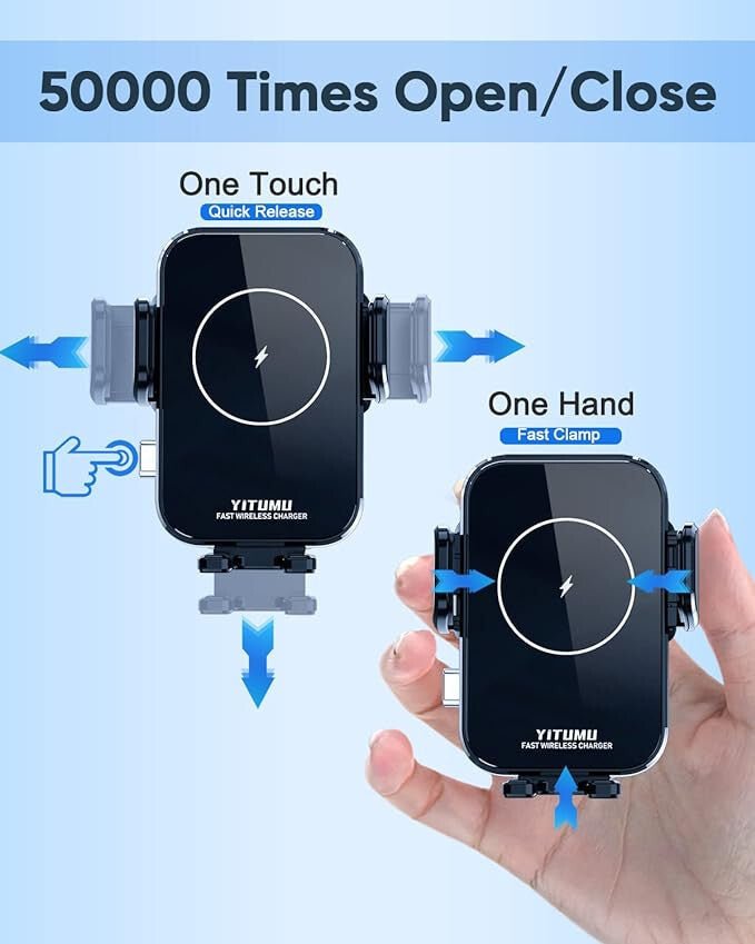 Yitumu A26 Vezeték nélküli 15 W Qi Autós Telefontöltő - Telefonrögzítő és Gyors Töltés - BShopy15 W Qi autós töltőautós kiegészítőautós Qi töltésX001SGL3YF_5