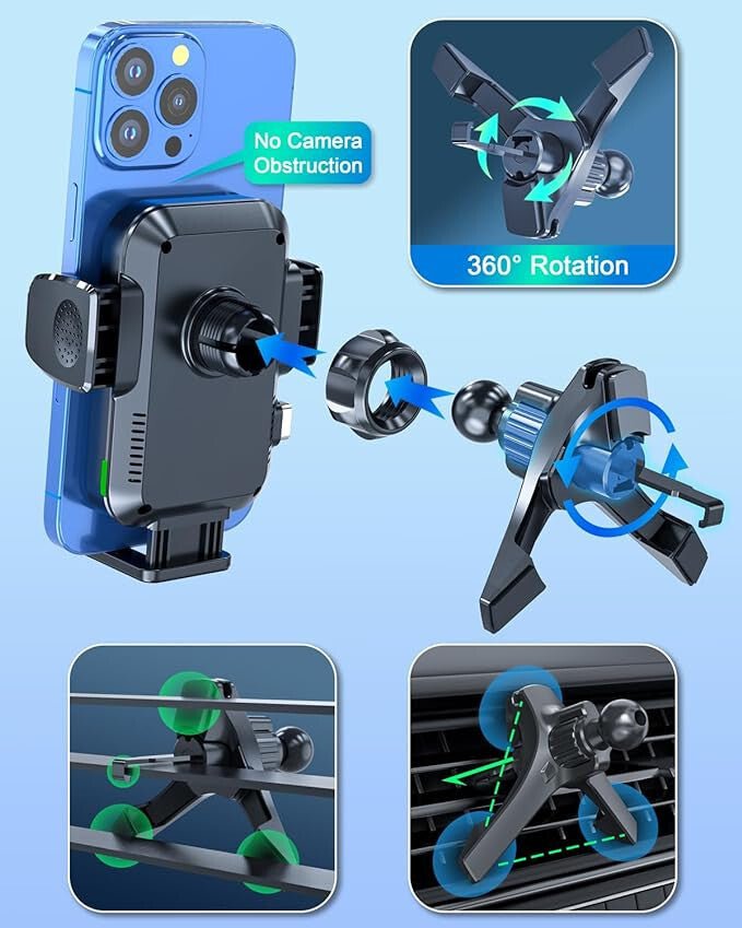 Yitumu A26 Vezeték nélküli Autós Qi Gyors Töltő – 15W - BShopy15 W Qi autós töltőautós kiegészítőautós Qi töltésX001S2PL1Z_2