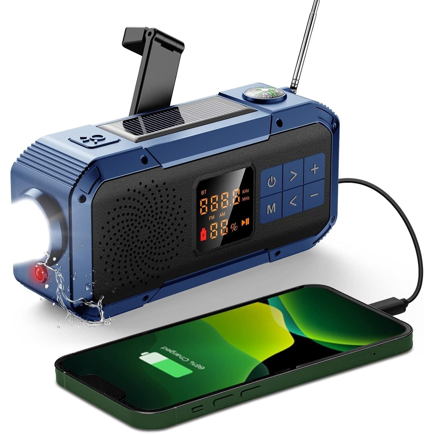 Multifunkčné prenosné rádio - Bluetooth, powerbanka, solárne, núdzové svetlo