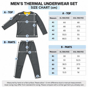 Tabuľka veľkostí pánskeho termo setu – XL (180/105) a XXL (185/110)
