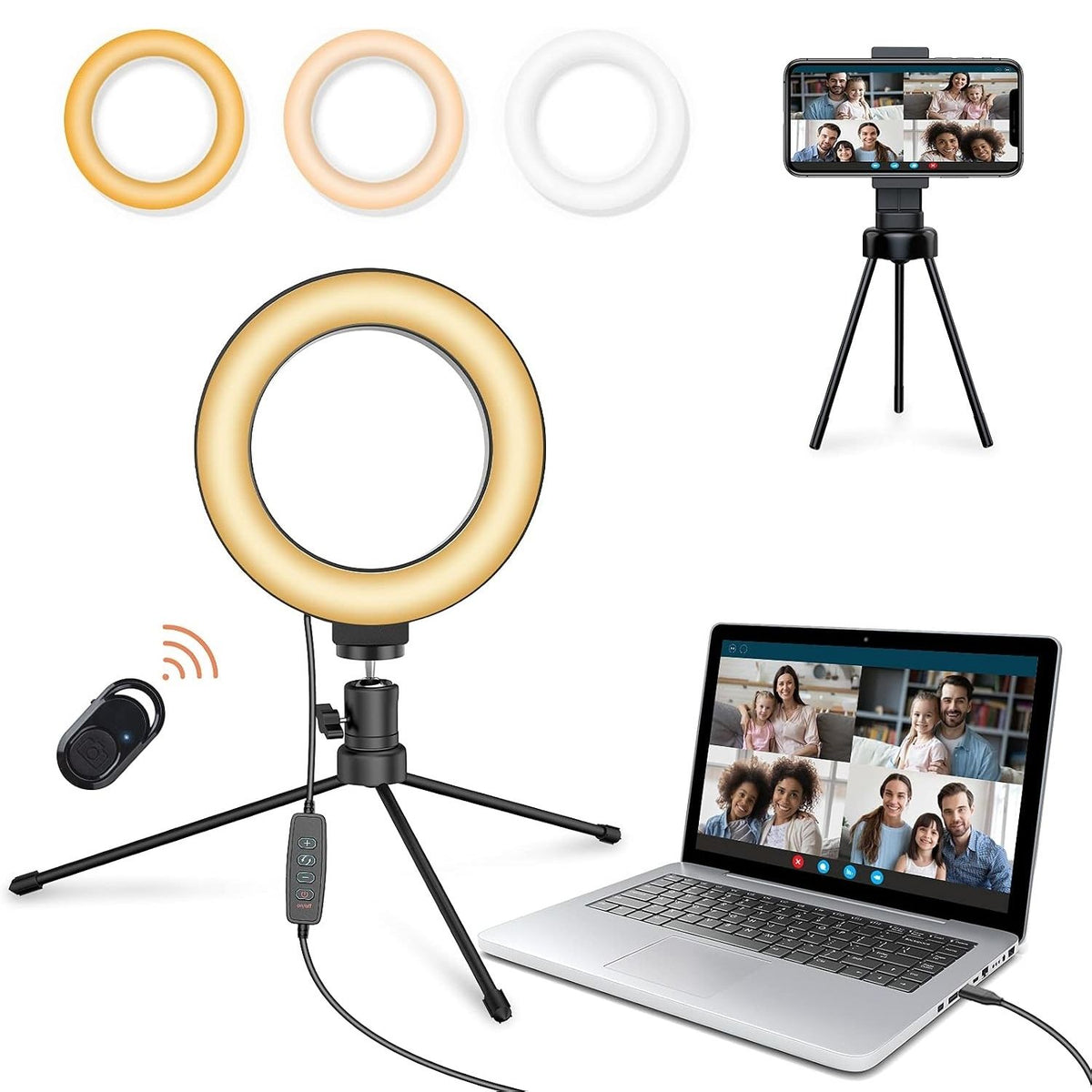Jeemak PC50 kruhové svetlo s držiakom – LED selfie lampa s držiakom na telefón