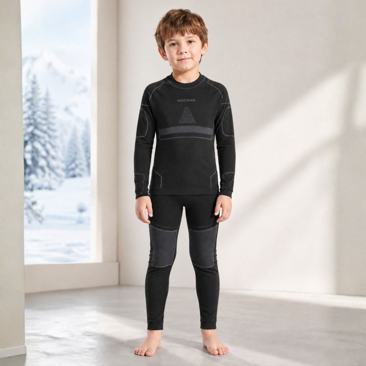A NOOYME Gyerek Thermo Ruha, Alsó és Felső Szett - Fekete (140-145 cm)-BShopy