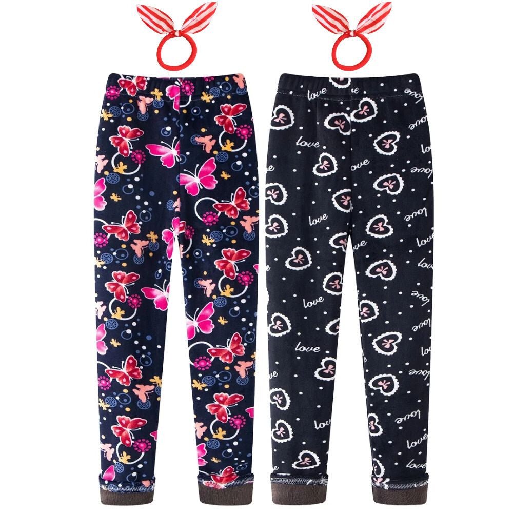 Adorel Téli Polár Gyermek Leggings Szett (2 db) – Pillangó és Szívecske Mintával (140) - BShopy