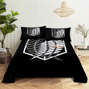 Anime "Shingeki no Kyojin" Ágyneműhuzat 135x200cm (Fekete - fehér) - BShopy