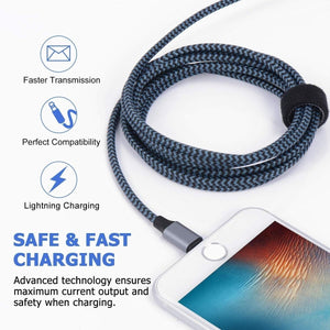 Apple MFi Tanúsítvánnyal Rendelkező iPhone Töltő - Fehér Lightning Kábel Szett (1 m, 3×2 m, 3 m) Gyorstöltéssel - BShopy