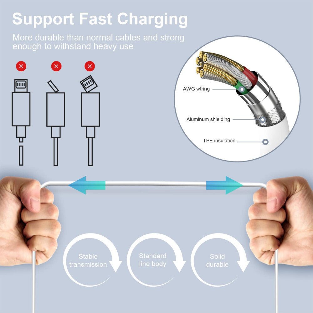 Apple MFi Tanúsítvánnyal Rendelkező iPhone Töltőkábel - Lightning - USB, 3m, Fehér - BShopy