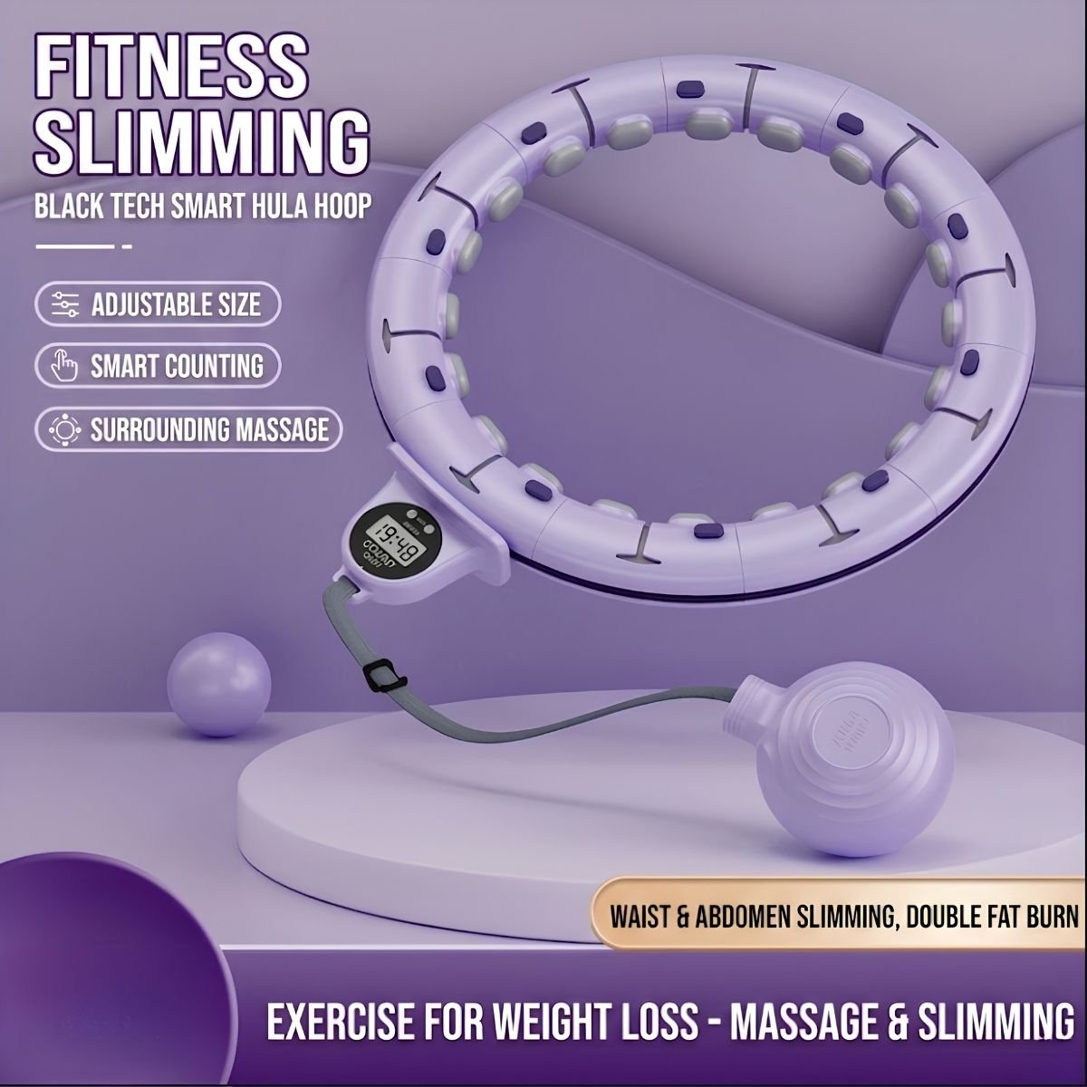 Blux Alakformáló Fitness Hulahopp Karika – Gravitációs, Súlyozott, Állítható Méretű, max. 110 cm - BShopy