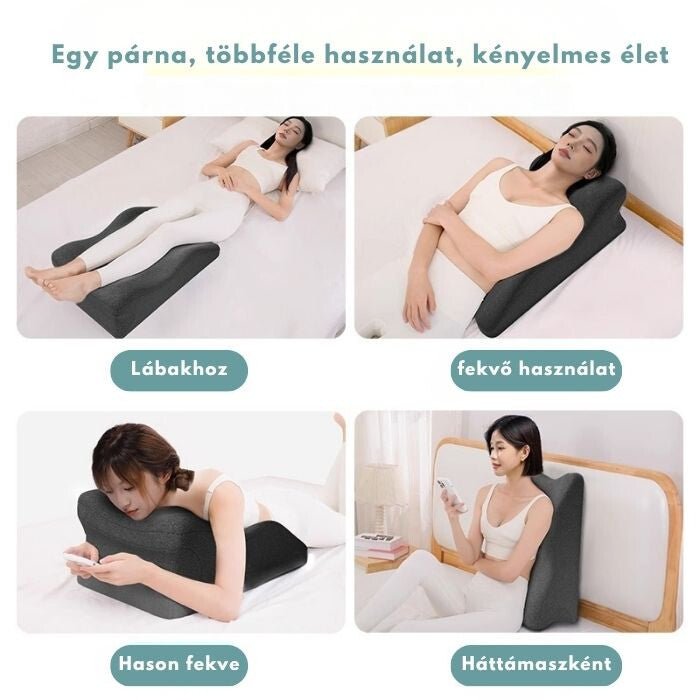 Blux multifunkčný oporný vankúš z pamäťovej peny – opierka chrbta, na relax a ležanie na bruchu (65×46×26 cm, tmavosivý) - BShopy