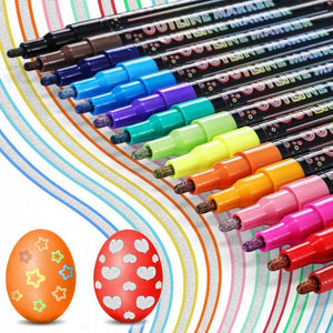 Buluri 15 db - os Kontúrtoll Készlet - Dekorációs Filctollak Papírra, Üvegre és Fára - BShopy