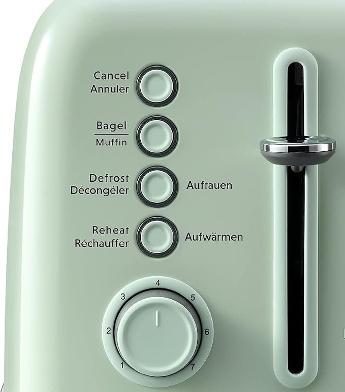 Buydeem DT640E Zöld Retro 4 Szeletes Kenyérpirító – Széles Nyílás, 7 Fokozat, Bagel Funkció - BShopy6950386605921_1