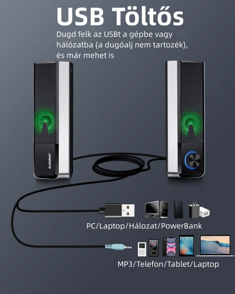 ELEGIANT SR400 Bluetooth, HiFi Sztereó USB - s PC Hangszórópár 2db/Csomag - BShopy