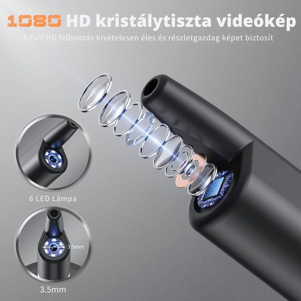 Elektromos fülzsír eltávolító kamerával és LED világítással – 4 nyomásfokozatú fültisztító készlet - BShopy