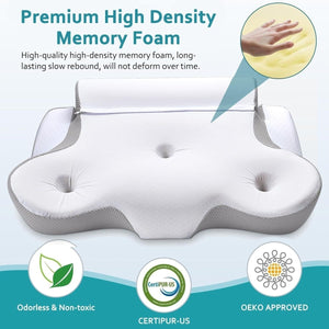Ergonomikus Memóriahabos Nyakpárna - Ortopéd Alvópárna Nyak- és Gerinctámaszhoz, Oldal- és Hanyattfekvőknek-BShopy