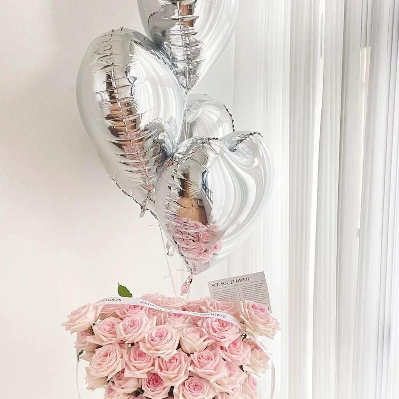 Fóliás Lufi Szív Alakú Ezüst 30db 40x45 Cm - BShopy