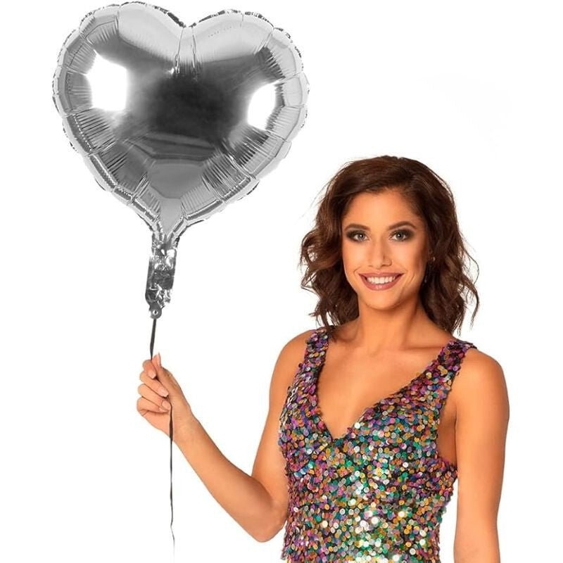 Fóliás Lufi Szív Alakú Ezüst 30db 40x45 Cm - BShopy