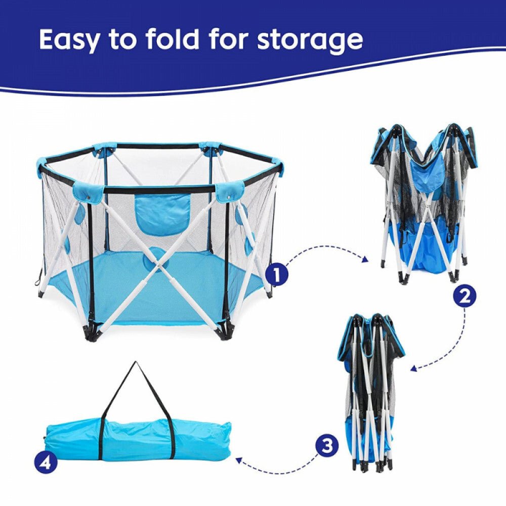 Forroby Kék Hatszögletű Játszókeret Gyerekeknek - 68 x 78 x 140 cm, Biztonságos Játékhoz - BShopyB07RFLQBWN_2