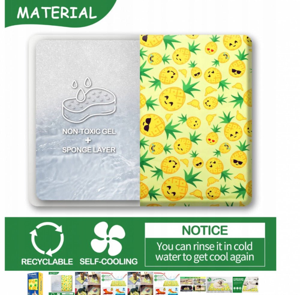 Furrybaby Hűtőmatrac Kisállatoknak - Ananászmintás, S Méret (40×50 cm), Önhűtő, Nem Mérgező Géllel - BShopyX001RX5FE3_1