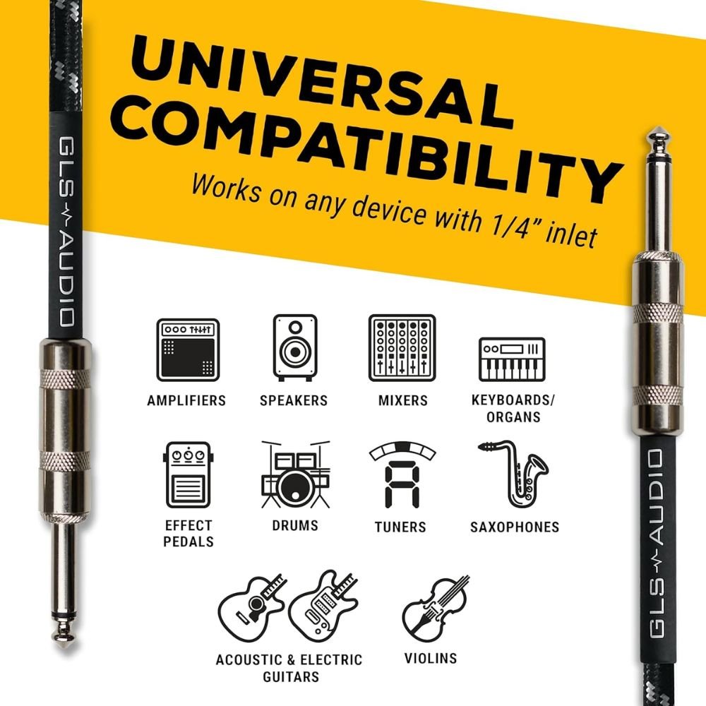 GLS Audio Szövetes Gitárkábel – 6.3mm Jack - Jack Hangszerkábel - BShopy