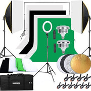 Hakutatz Profesionálny fotografický set so svetelným kruhom, softboxom a pozadím